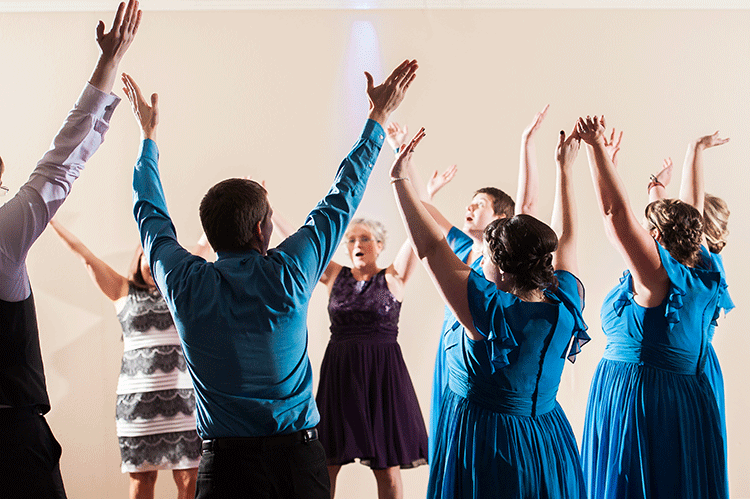 Photo of disco party dancing at wedding reception