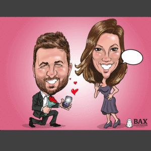 Surprise Engagement Proposal Caricature In Kansas City - Bax Illustration